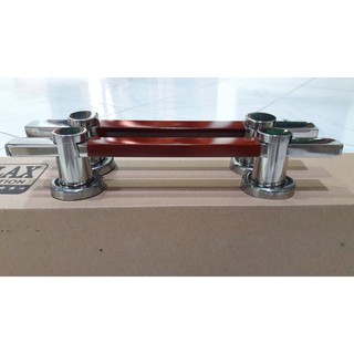 2 Pcs Natural Minimalist Design Wood Pattern with Chrome Silver Accent 25cm Stainless Steel Anti Rust Door Handle for Home Decor #6