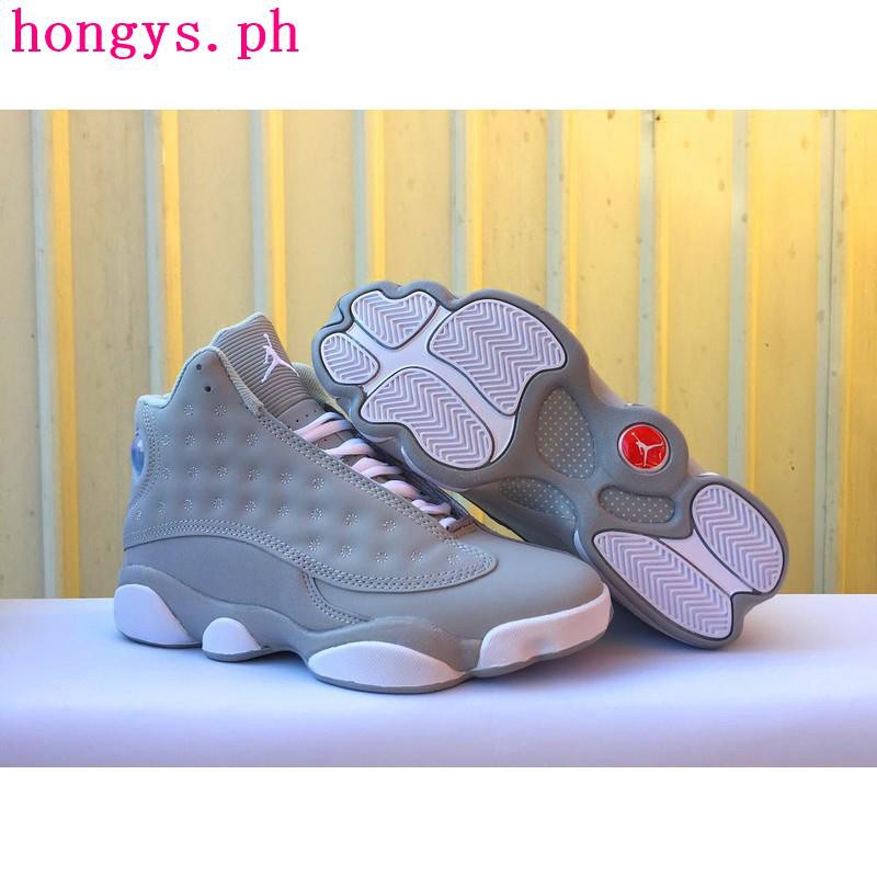pink grey and white jordan 13