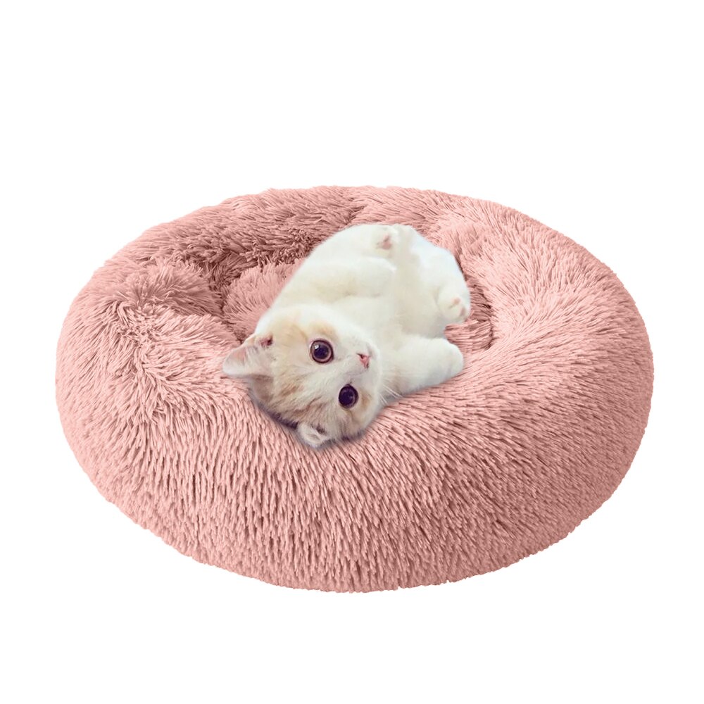 m·kvfa Dog Cat Round Kennel Winter Warm Sleeping Bag Long Plush Soft Pet Bed Calming House Mat Bed for Joint-Relief and Improved Sleep 