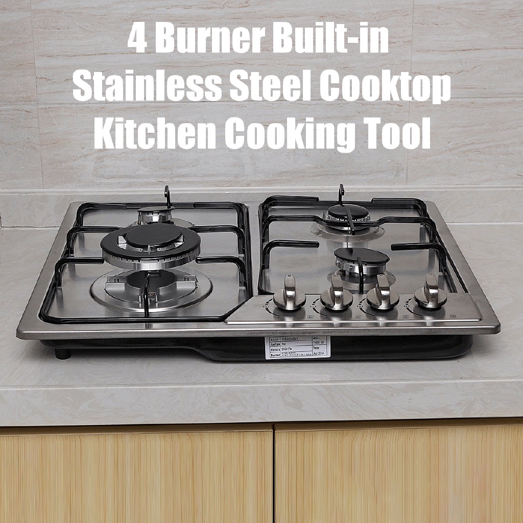 4 Burner Builtin Cooktop Stainless Steel Gas Stoves Natural Gas Hob Kitchen Cooking Appliance