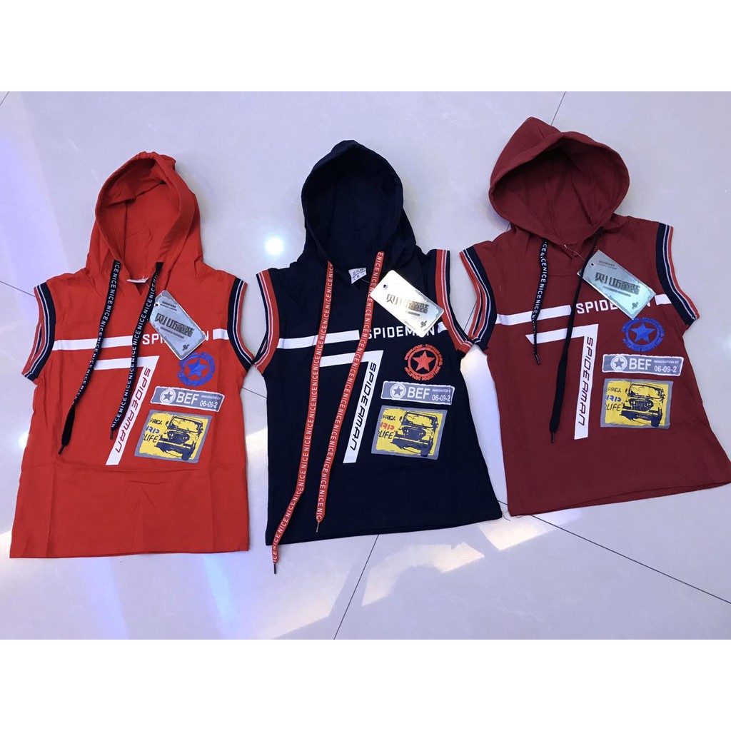 kids red sleeveless hoodie