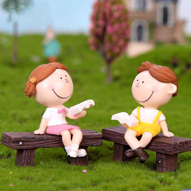 Lover Reading Book Lover Boy Girl Figurine Cartoon Character Fairy Garden Home Miniature Ornament Desk Decoration Diy Accessory Shopee Philippines