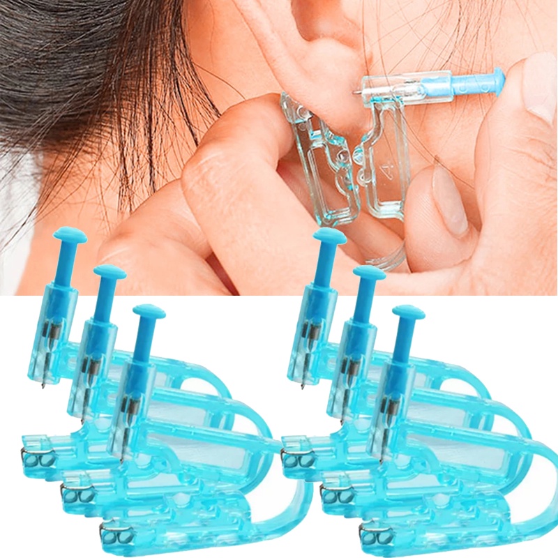 Painless Disposable Piercing Gun Set with Diamond Stud Earrings Ear