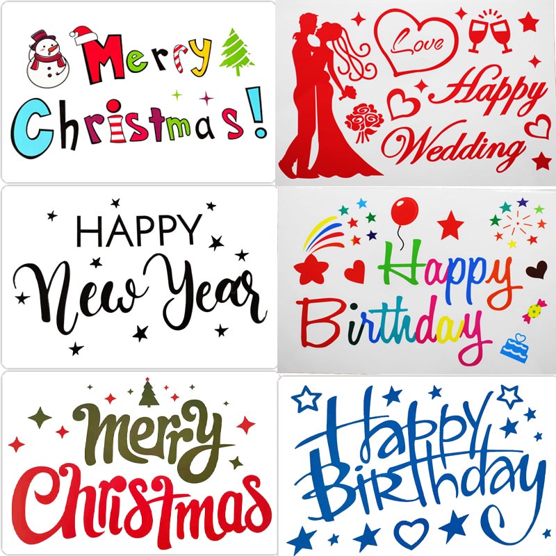 Christmas Balloon Stickers Set - 16 Piece Bobo Balloon Decals With Merry Christmas Designs