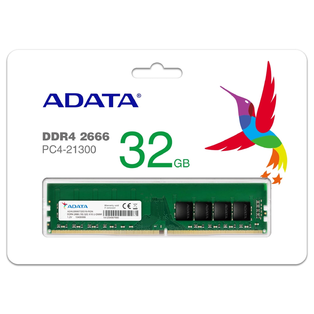 Adata 32GB 2666MHz PC4-21300 AD4U2666732G19-B DDR4 U-DIMM | Shopee ...