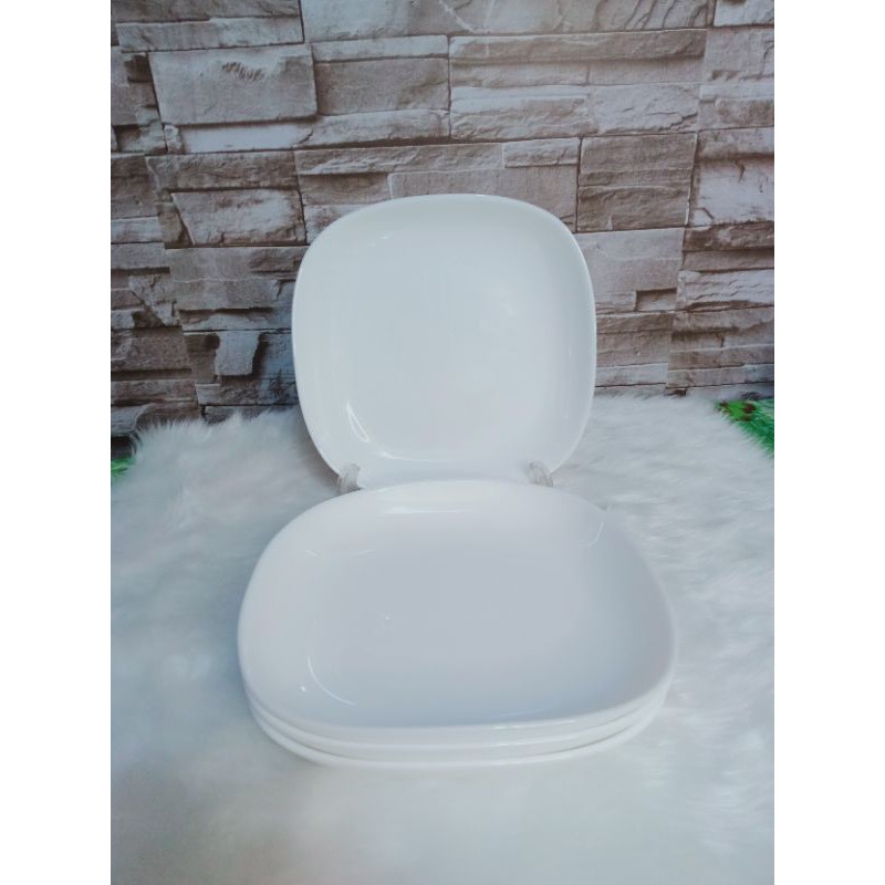4 PCS ARTICLE YAMAZAKI DEEP SQUARE PLATE MADE IN FRANCE (ARCOPAL LIKE