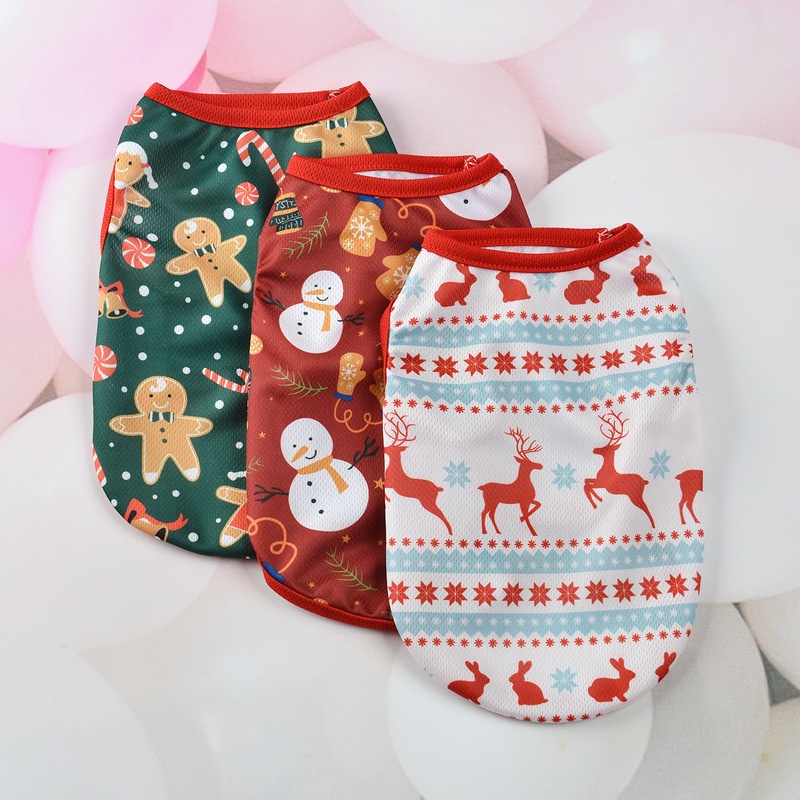 Christmas dog clothes cat clothes Lovely Cartoon Pattern Tshirt For
