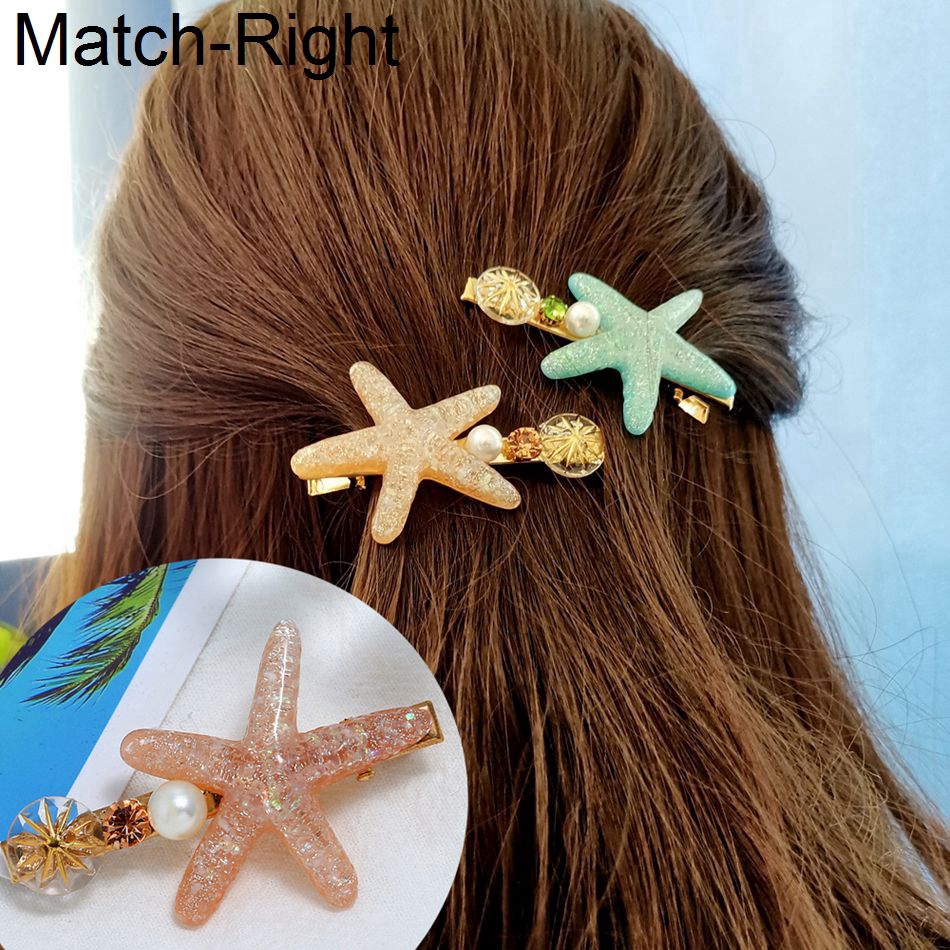 Fashion Womens Starfish Shell Hair Clips Stick Barrette Hairpin Hair Accessories
