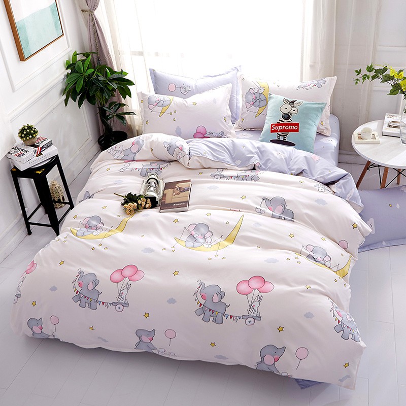 Cute Cartoon Duvet Cover Set With Elephant Patterns Bed Linen For