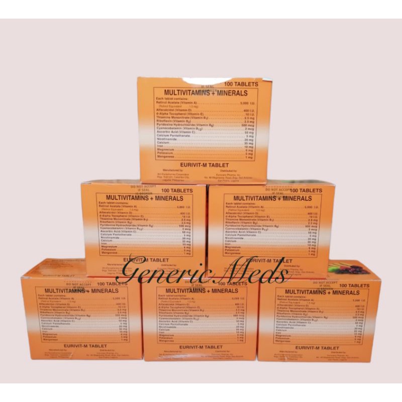 EURIVIT MULTIVITAMINS + MINERALS 100's TABLET Shopee Philippines