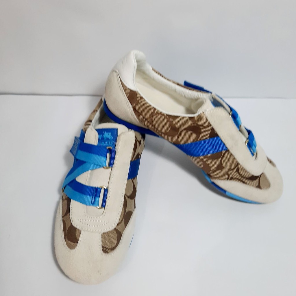 Coach Shoes original | Coach Blue Velcro Strap Sneakers | Color: Blue/Cream  | Size:  | Shopee Philippines