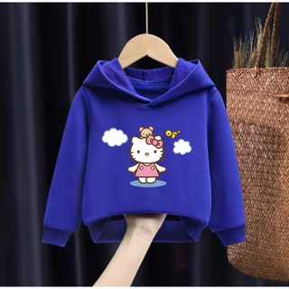 ️Ready Stock️ Hello Kitty Girls Hello Kitty Hoodie Girls Printed Hoodie Loose Long Sleeve Jacket Fleece Jacket #2
