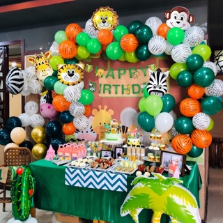 79pcs/set Jungle Safari tablecloth Birthday Party Decoration Set Animal Banner Balloons Giraffe Zebra Lion Tiger Monkey for Kids Boys Zoo Themed Party Supplies