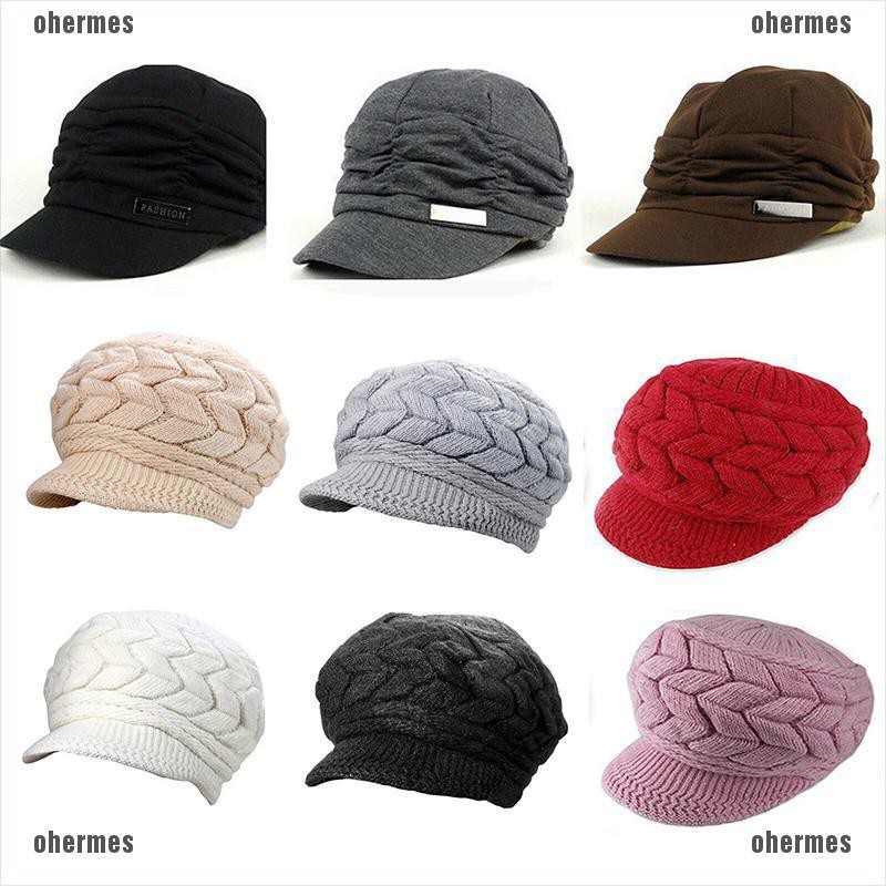 peaked knitted hat