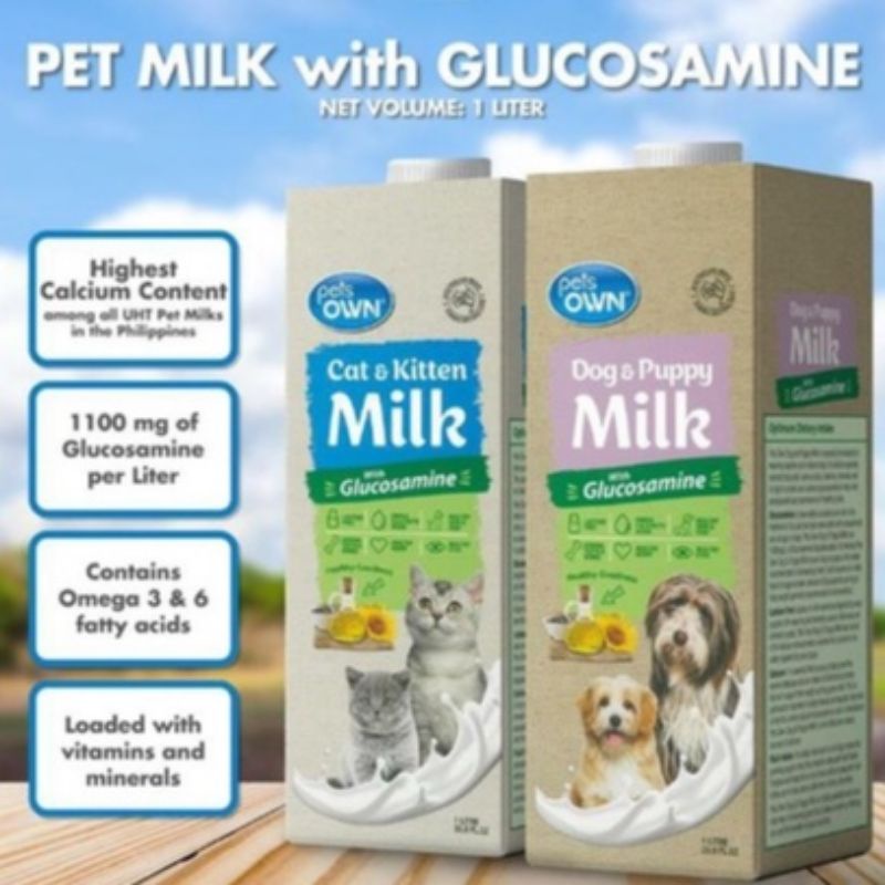 pet milk Pets Own Dog & Puppy Cat & Kitten Milk with Glucosamine 1L