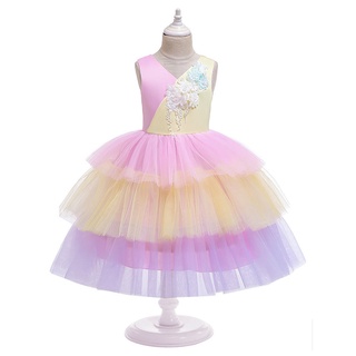 LOVI BABY New Style Unique Design Children's Clothing Color Matching Cake Princess Dress Middle Small Children Bow Performance Costume #8