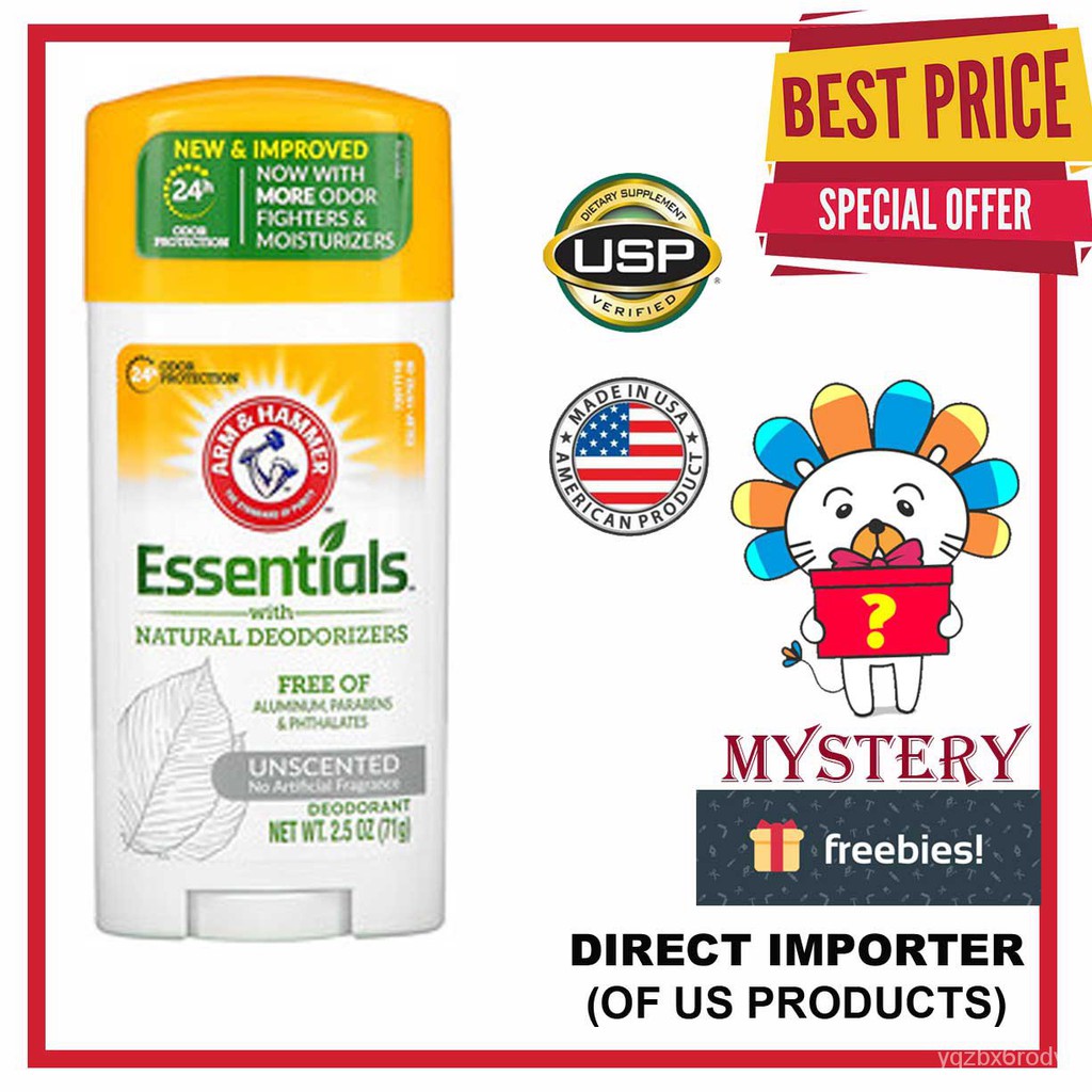 Arm & Hammer, Essentials with Natural Deodorizers, Deodorant, Unscented
