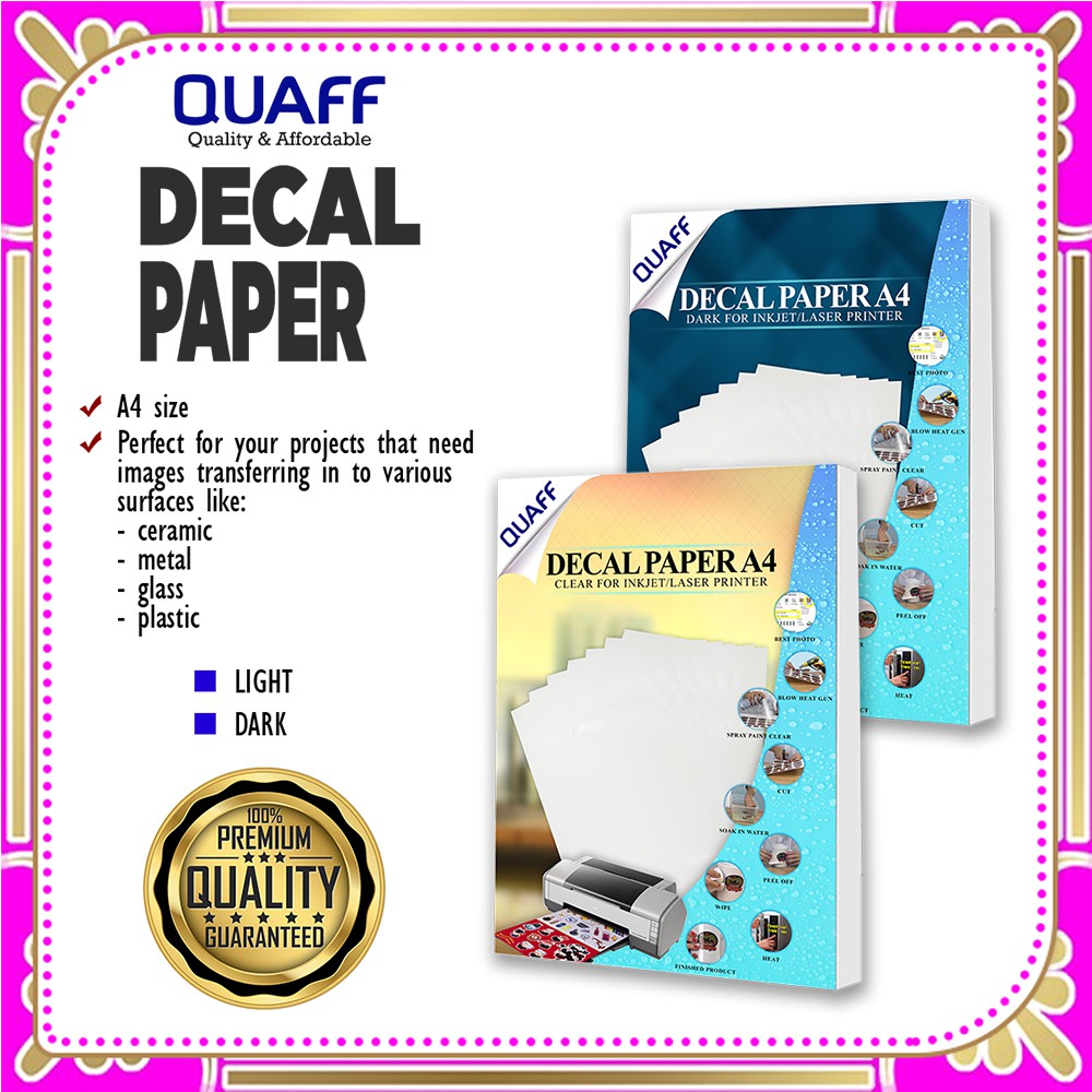 A4 Inkjet Clear and White Inkjet Waterslide Decal Paper Water Transfer