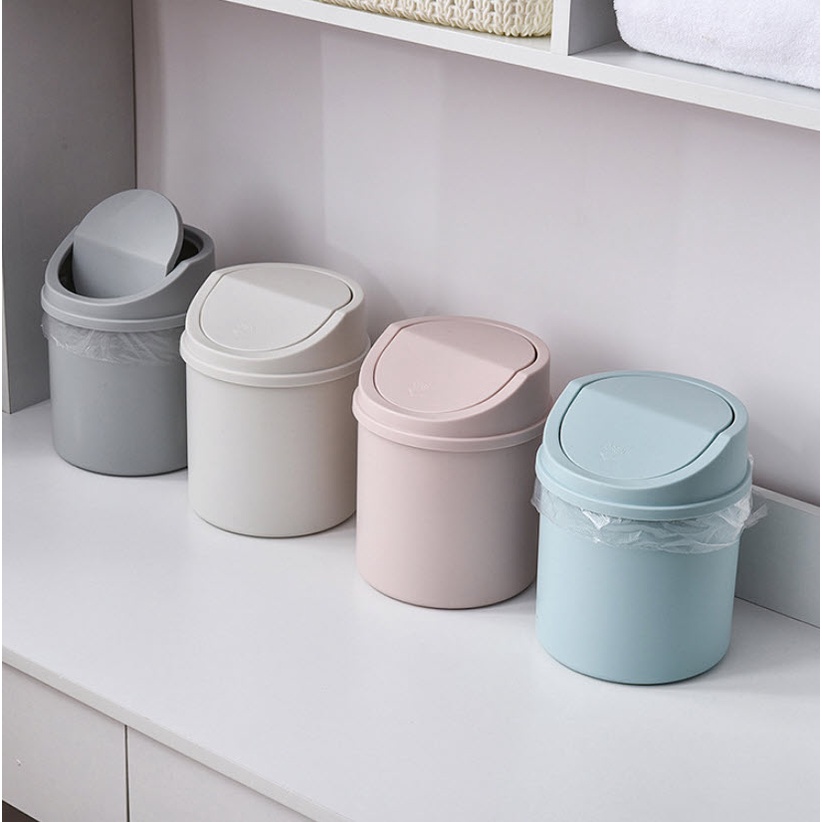 Minimalist Desktop Storage Bin Mini Trash Bin Cute With Lid Shopee