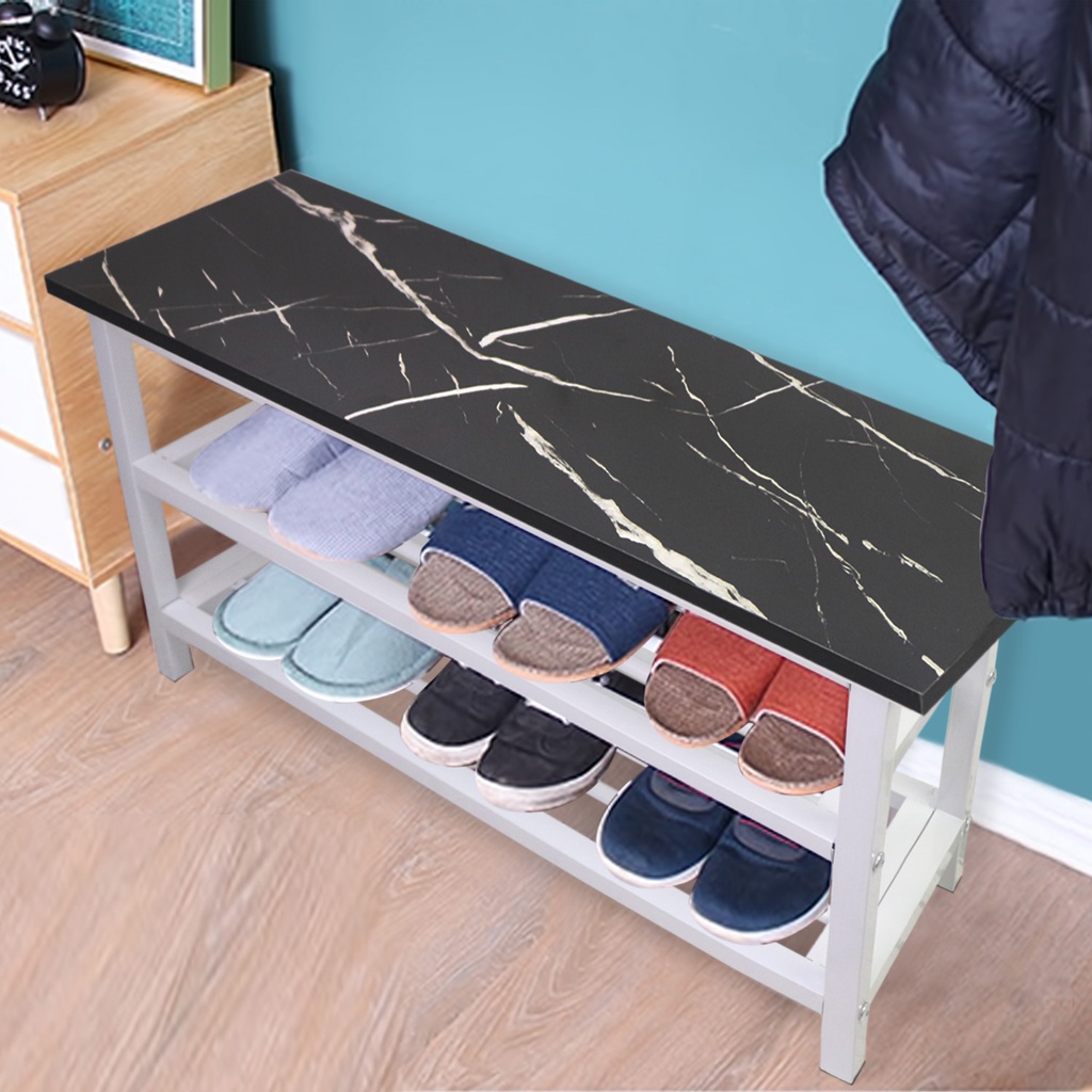 Maharlika 30x80 Multi-purpose 2-Layer Marble Pattern Shoe Changing Chair Shoe rack