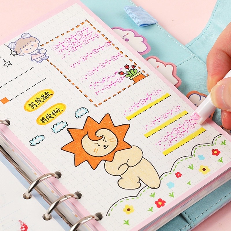 AKKI 6 Colors Line Color Pen Multi-Shaped Outline Curve Highlighter