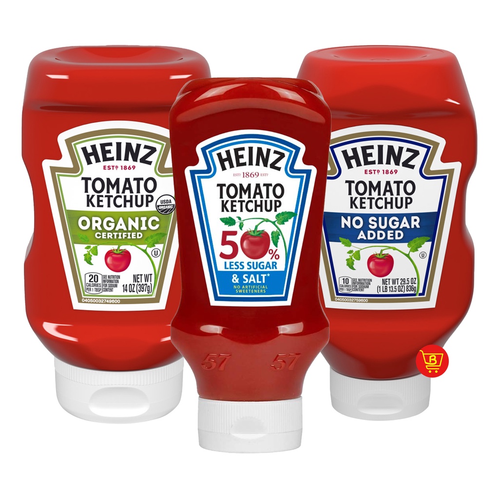 Heinz Tomato Ketchup (Organic Ketchup, No sugar added Ketchup) | Shopee