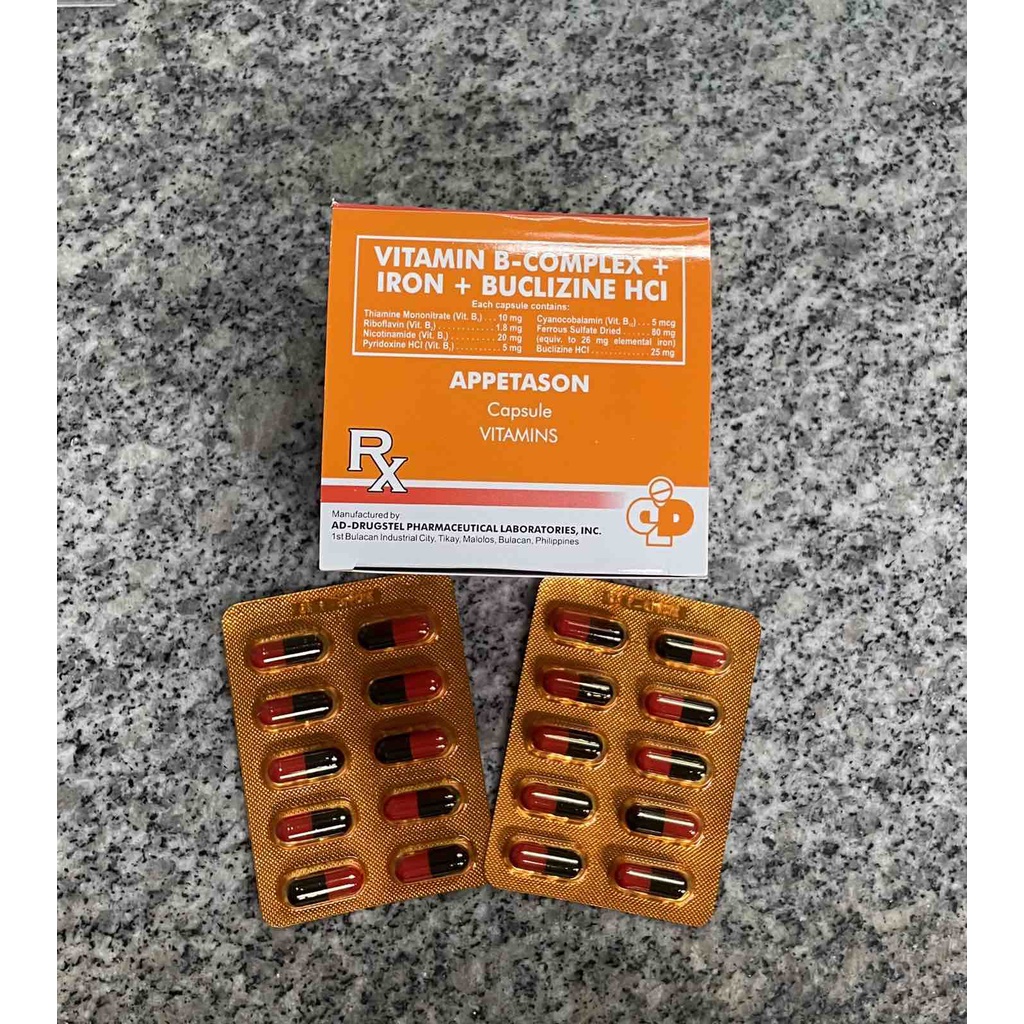 APPETASON Vitamin B Complex + Iron + Buclizine HCl Box of 100