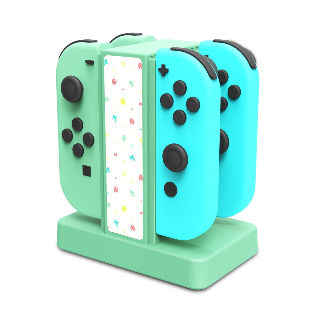 nintendo switch with green joy cons