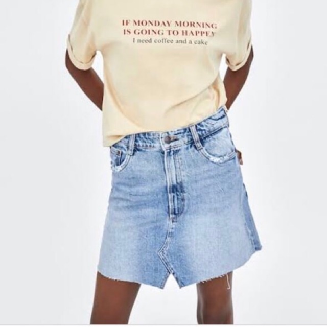 zara denim skirt