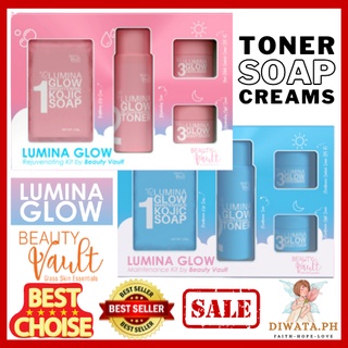 Beauty Vault Lumina Glow Rejuvenating Maintenance Kit and Individual and Toner,  Soap, Creams