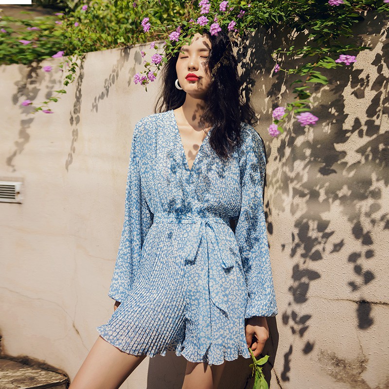 blue chiffon jumpsuit