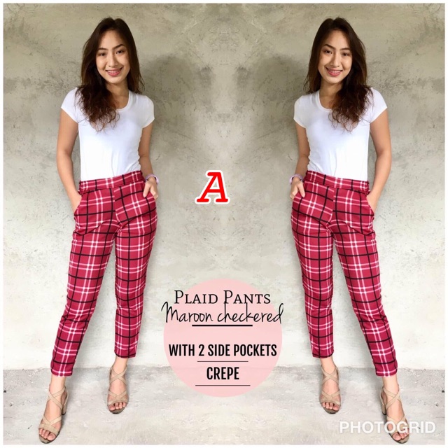 maroon plaid pants