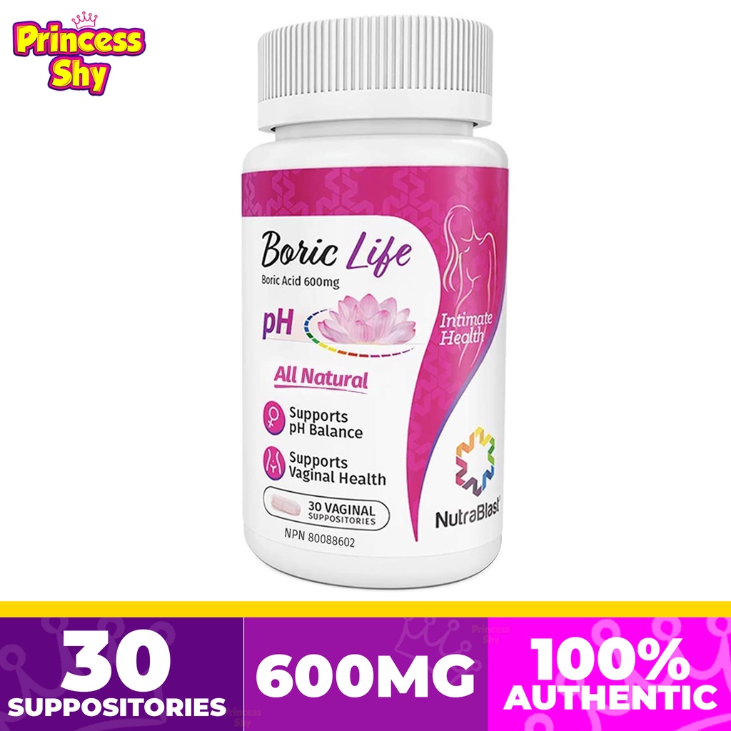 NutraBlast Boric Life Boric Acid 600mg 30 Vaginal Suppositories ...