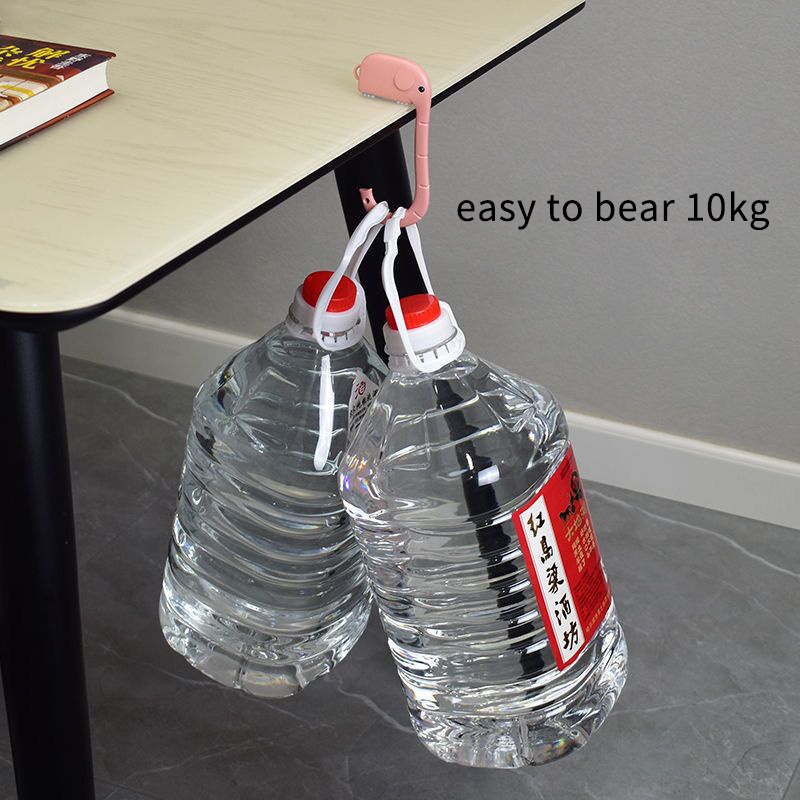 Hook Detachable Movable Elephant Shape Paste Free Traceless Strong Load-bearing Hanging Heavy Objects Bags on The Side Of The Desk for Student Schoolbag School Office Outside Library