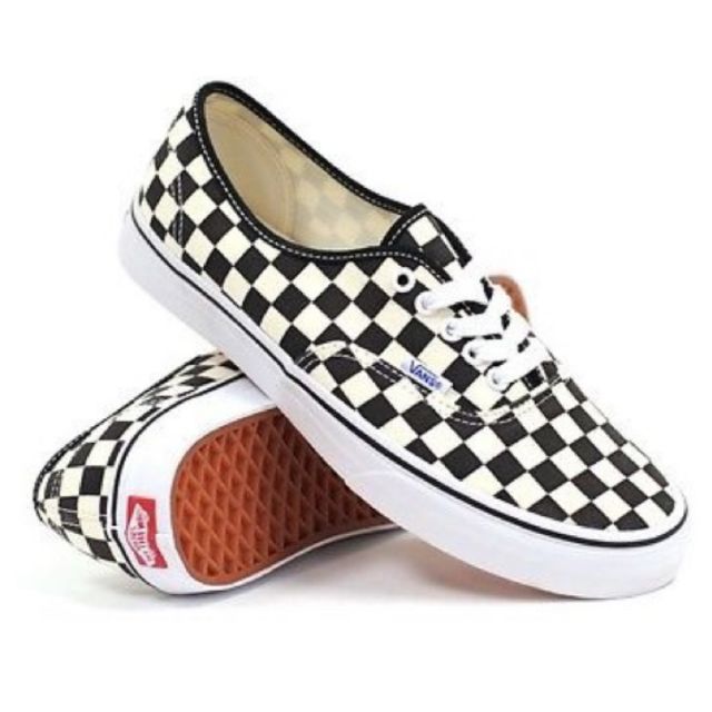 black and white checkered lace up vans