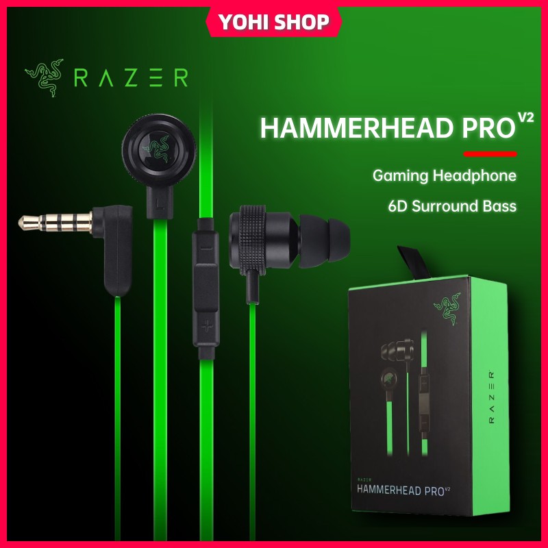 Razer Hammerhead Pro V2 Gaming Headphones Noise Isolation With Hd Mic Dual Diaphragm 6d Bass Surround Sound Gaming Headsets Earphones Shopee Philippines