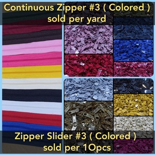 Continuous Zipper #3 ( per yard ) Zipper Slider #3 ( per 10pcs )