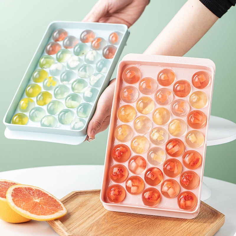 Ice Cube Tray Round Cubes Plastic Ice Cube Maker Mold with Lids for Ice ...