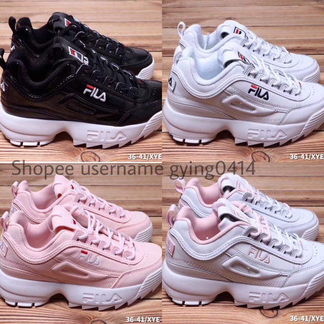 black and pink fila shoes