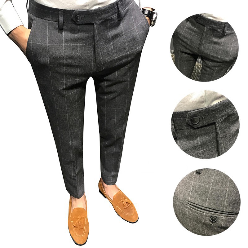 【28 to 34 Waistline】Men's slim fit mens British style Korean slacks for ...