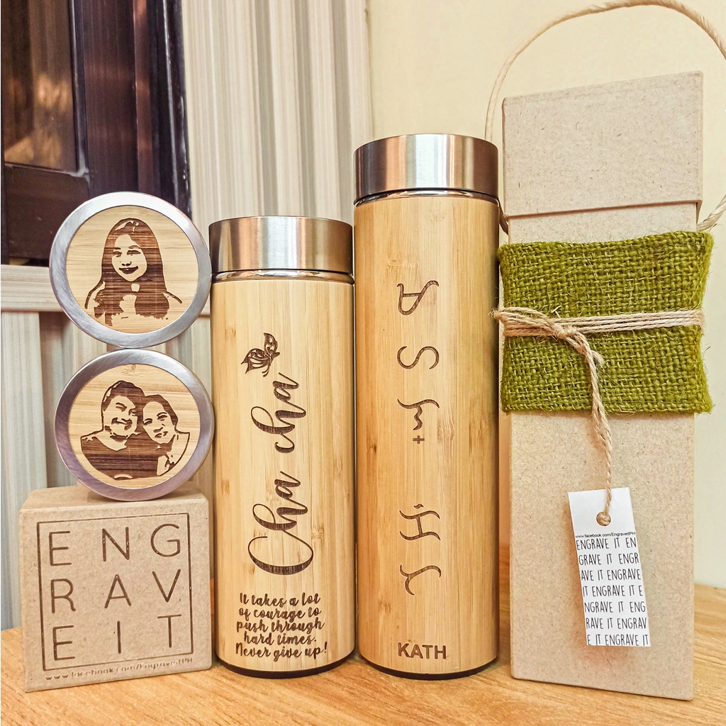 Personalized Bamboo Tumbler (Laser Engraved) 350ml / 450ml / 530ml