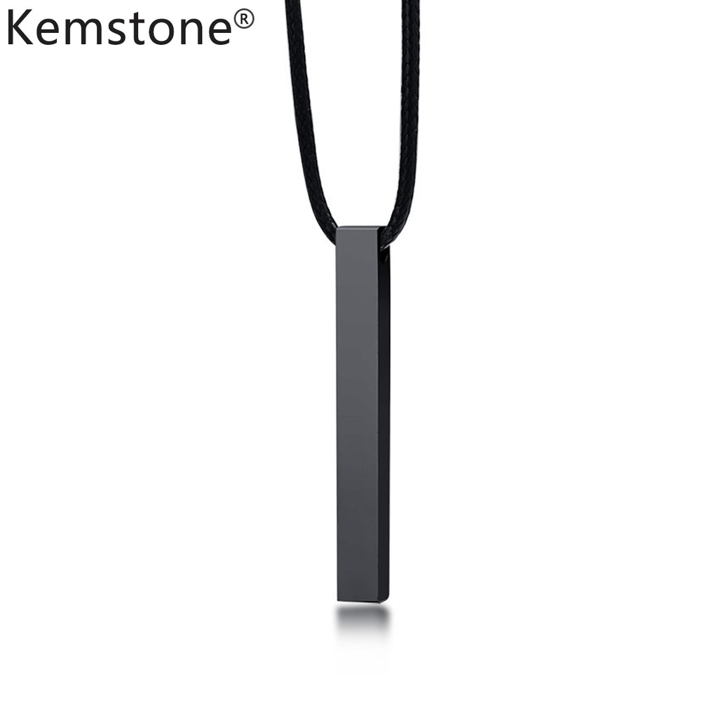 Kemstone Unisex Stainless Steel Personalized 5cm Rectangle Pendants