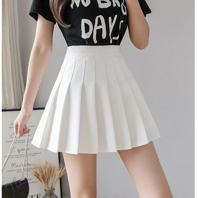 Korean Fashion Womens High Waist Skirt Slim Pleated Skater Tennis