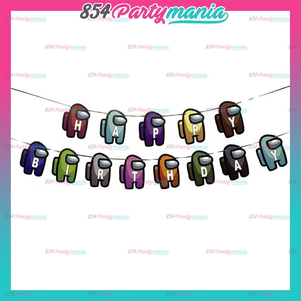 Among us happy birthday banner decoration birthday banner online game