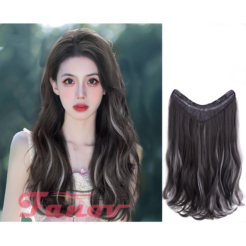 Fanov Partial Coloring Wig Clip in Hair extension Female Ushape Long