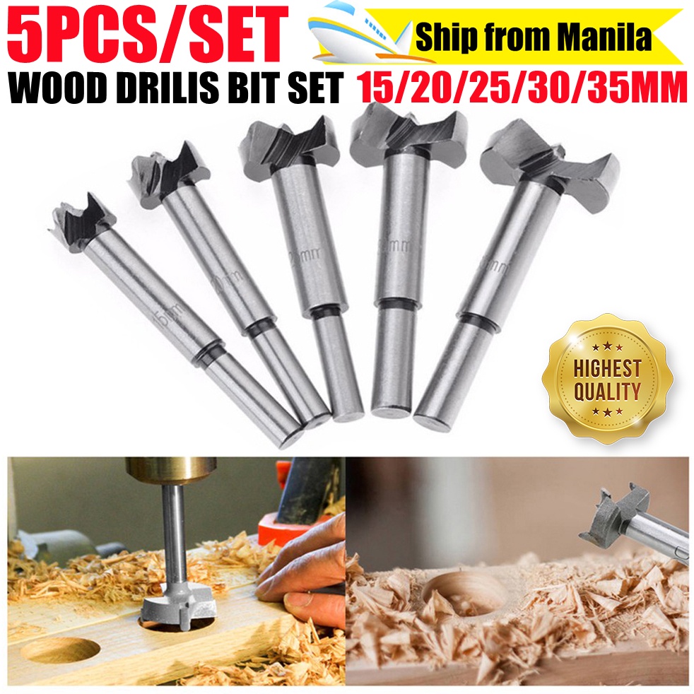 5pcs Forstner Carbon Steel Boring Drill Bits Woodworking Hole Saw Tungsten Carbide Wood Cutter