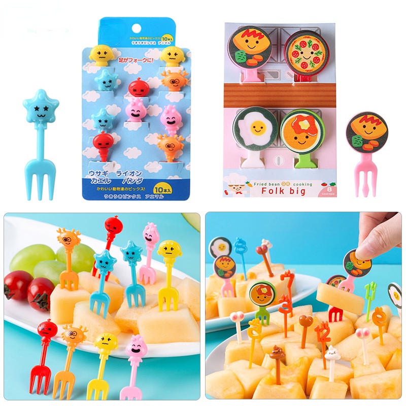 Cartoon Fruit Fork Creative Children Animal Cute Plastic Fruit Fork Set