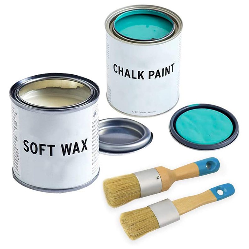 2Pcs Chalk & Wax Paint Brush Set for Furniture,DIY Painting and Waxing Tool,Milk Paint,Stencils,Natural Bristles
