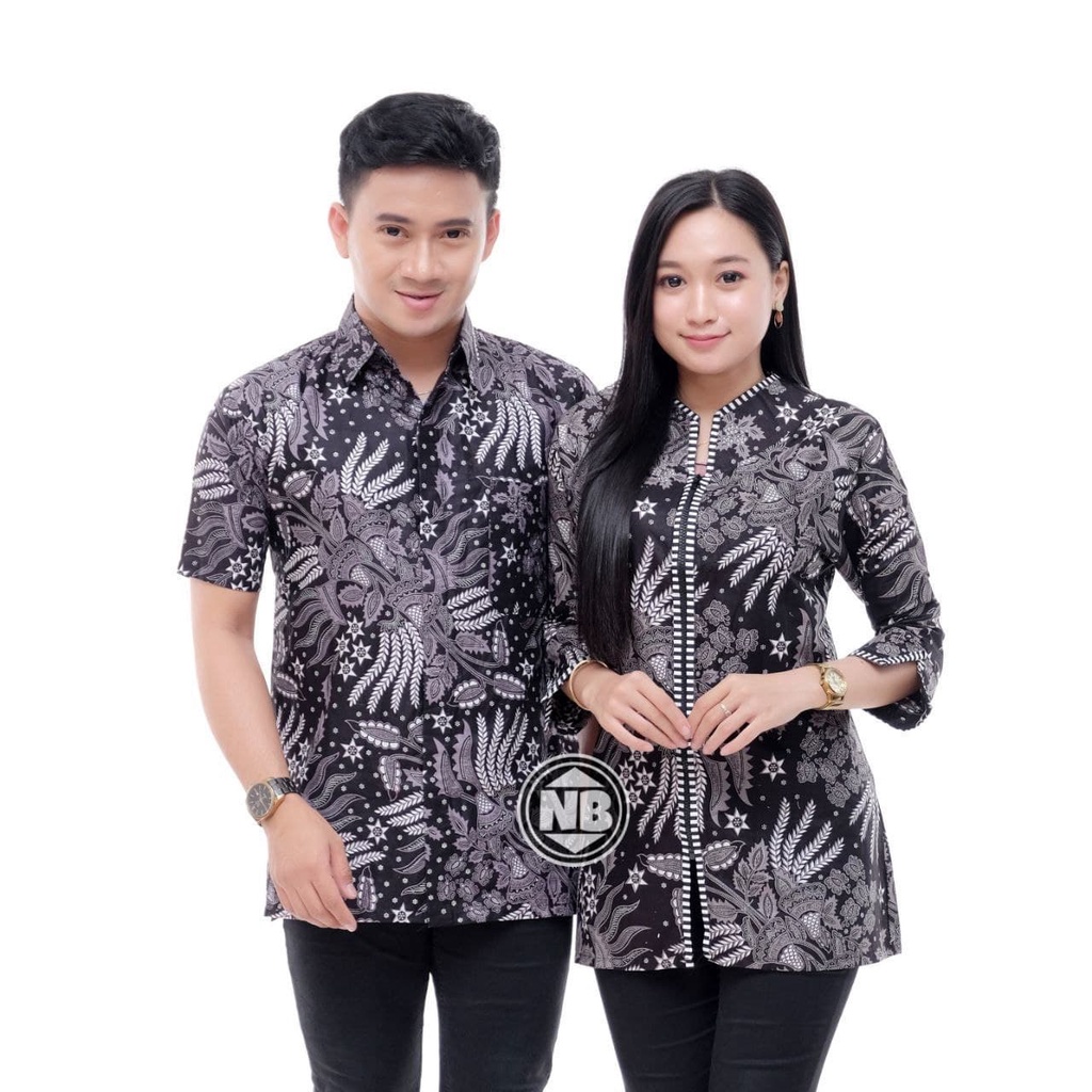 Couple Batik Sets Of Black suket Motifs - Female Batik Tops - Men's ...