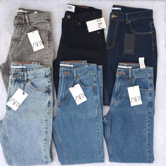 zara mom jeans blue